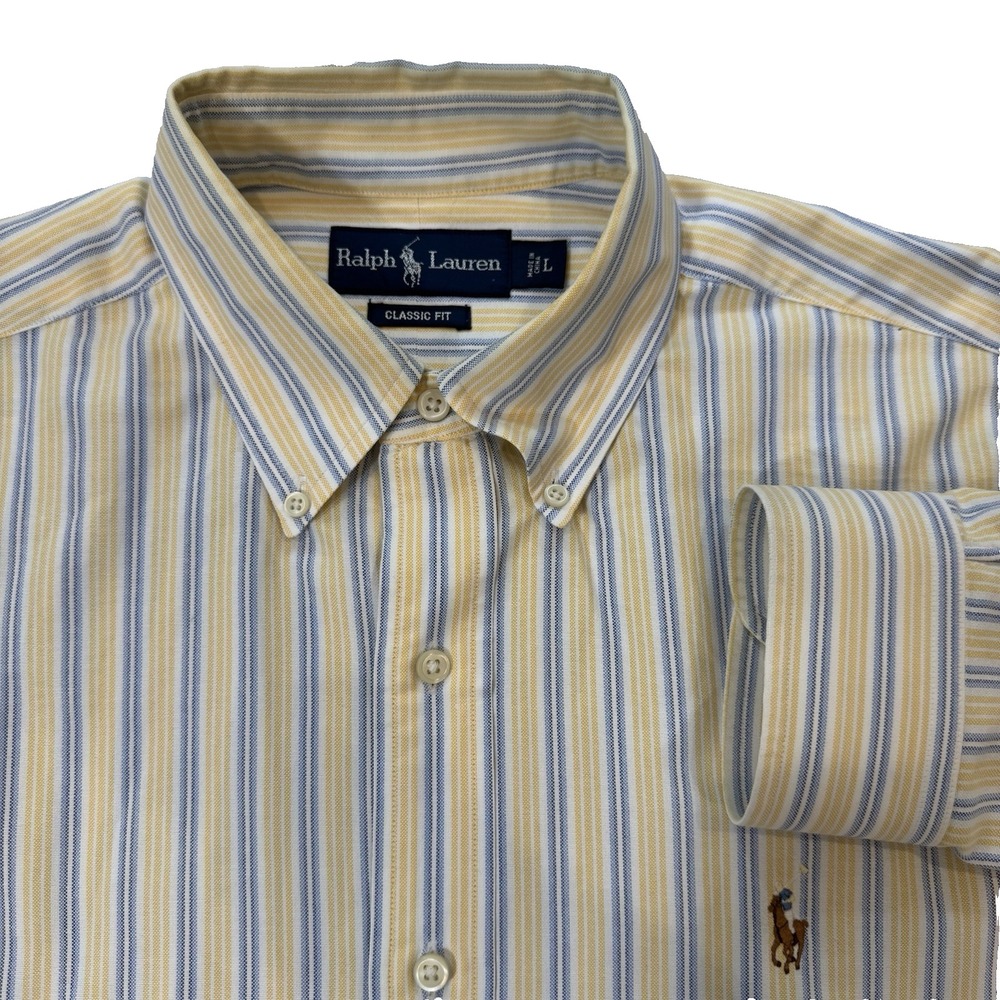 Polo Ralph Lauren Dress Shirt Striped Long Sleeve Button Up Mens Large